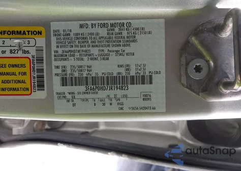 2018 Ford Fusion Se z USA, uszkodzony, nr VIN 3FA6P0HD7JR194823